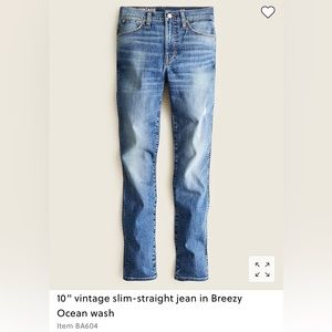 J. Crew 10" vintage slim-straight jean in Breezy Ocean wash